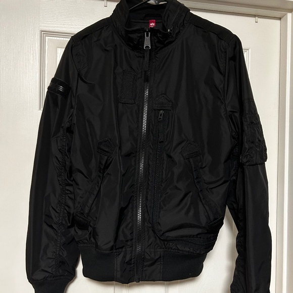 NWOT Alpha Industries Black High Neck Military Jacket Mens Size XS